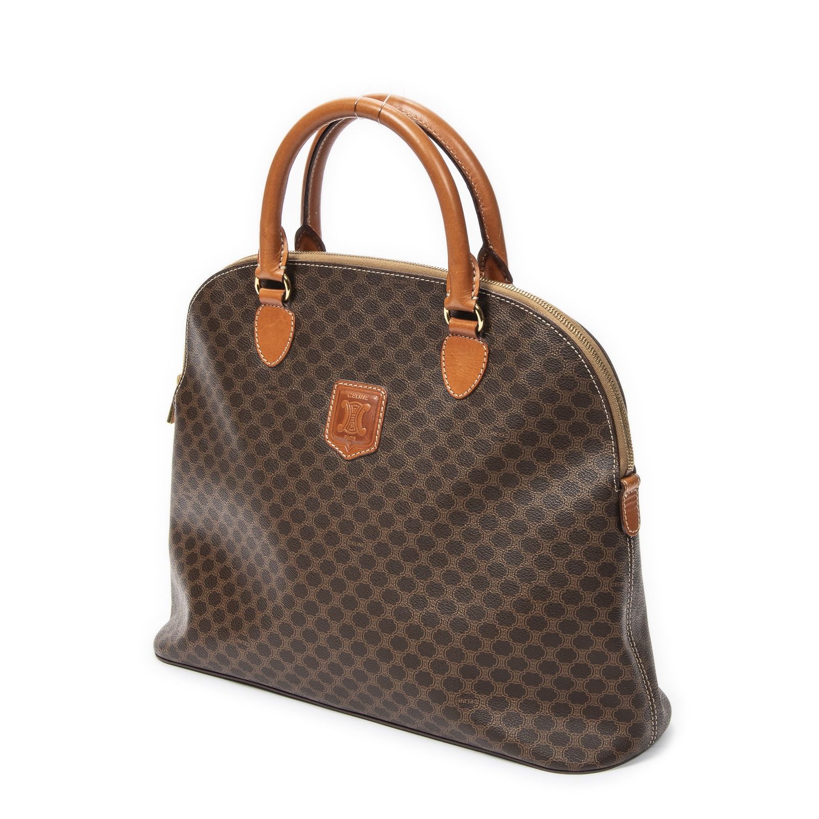 CELINE セリーヌ大ドームトート茶色マカダムPVCキャンバスA