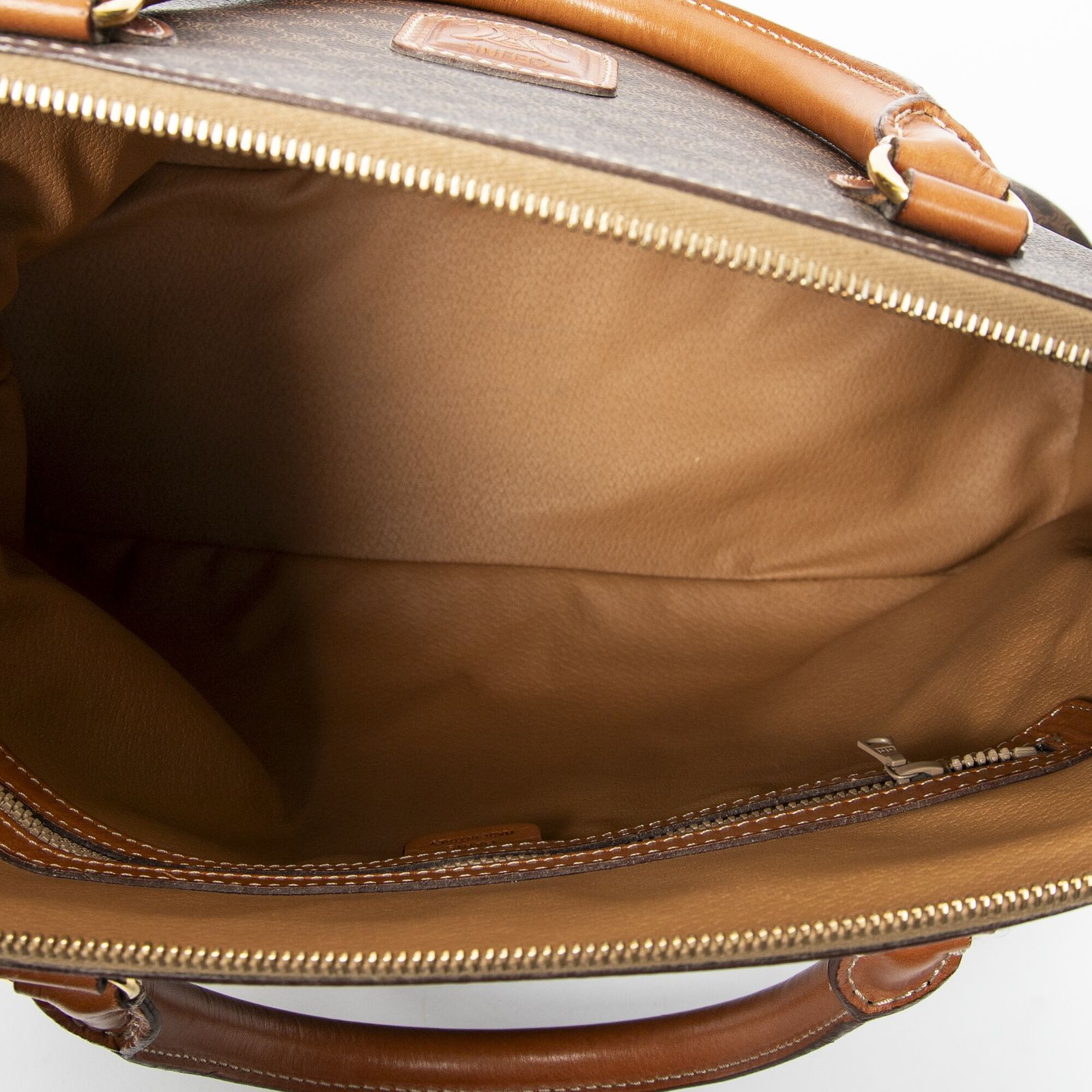 セリーヌ大ドームトート茶色マカダムPVCキャンバスA