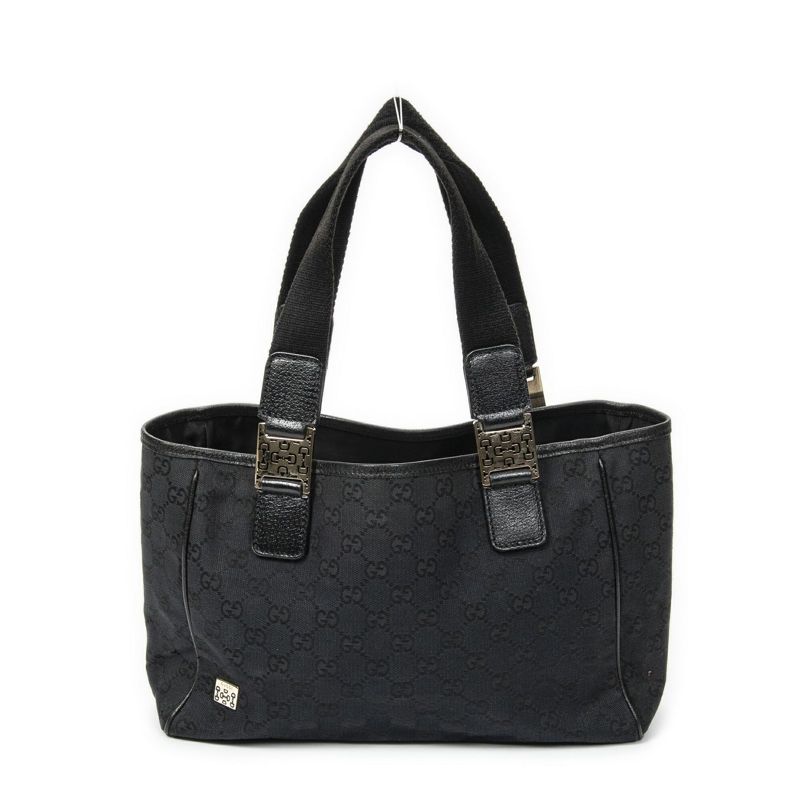 GUCCI グッチスモール ウェブ ポップ トート黒GGキャンバスA