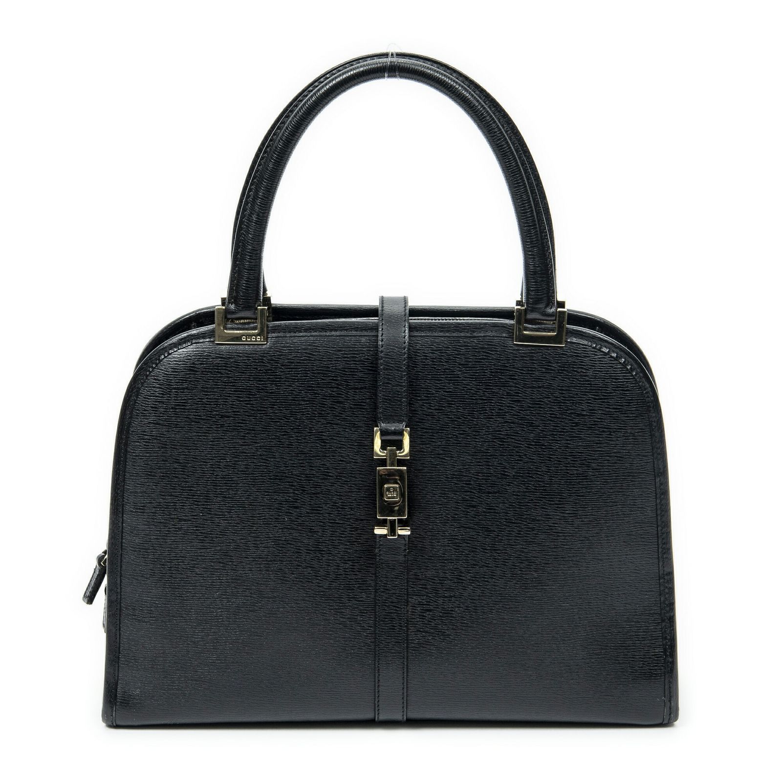 GUCCI グッチジャッキー ドームバッグ黒テクスチャードレザーA