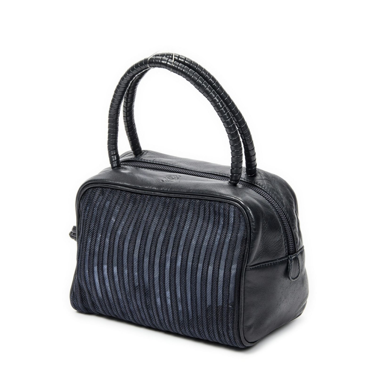 LOEWE ロエベヴィンテージ 小 メッシュ ハンドバッグネイビーメッシュキャンバスA