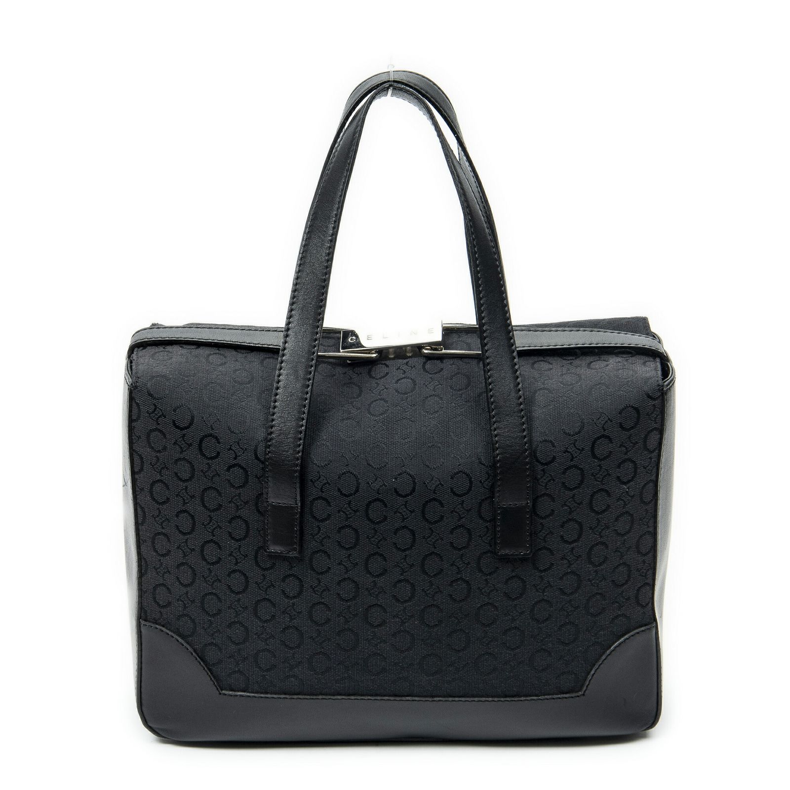 CELINE セリーヌヴィンテージ フォールドトップ トート黒C マカダムキャンバスA