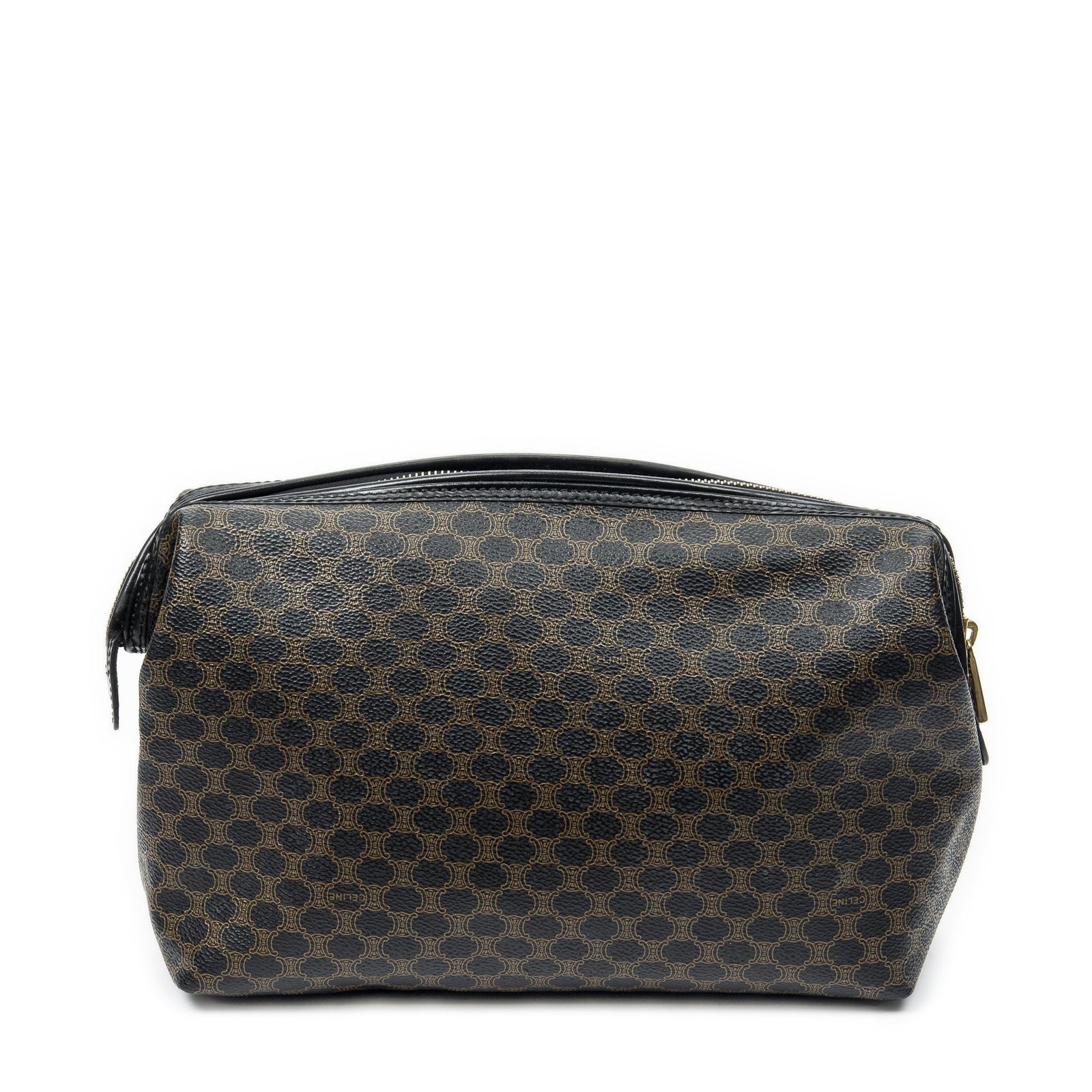 セリーヌトイレタリーポーチブラック|ブラウンマカダムPVCキャンバスA