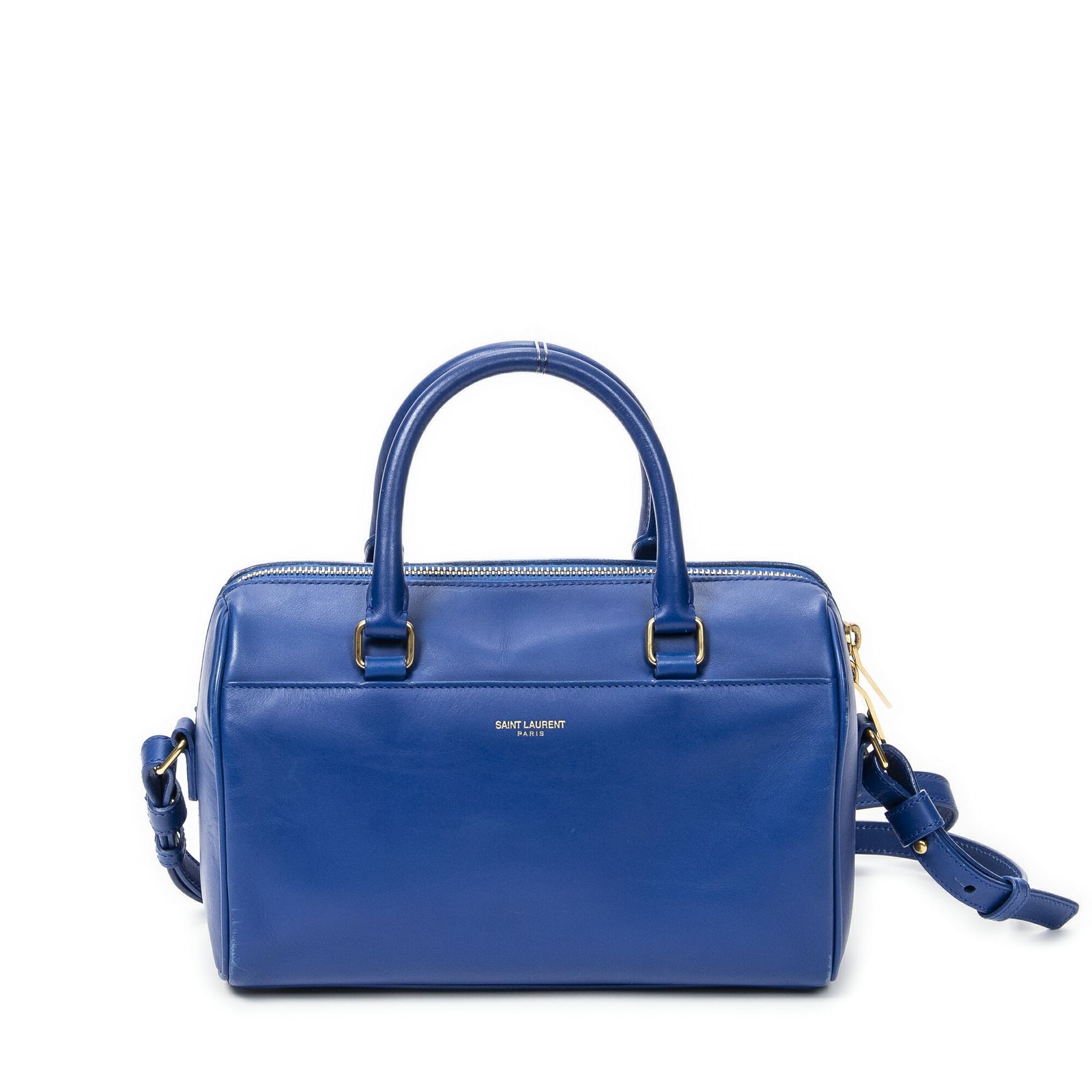 YVES SAINT LAURENT イヴサンローランベビーダッフルロイヤルブルーカーフスキンレザーAB