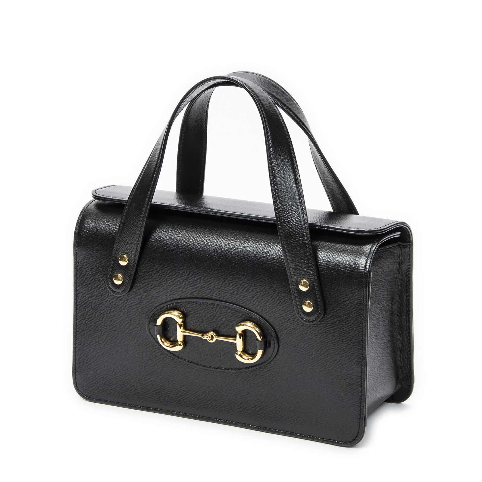 GUCCI グッチ ホースビット 1955 フォールドオーバー トップハンドル 黒テクスチャードレザーA