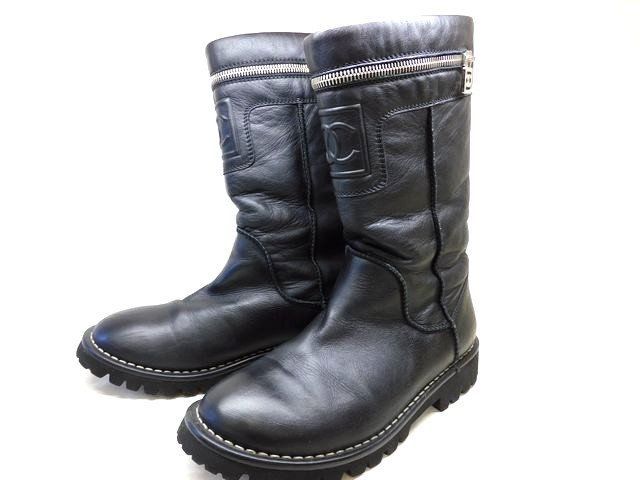 シャネル サイズ36ハーフ 約23 5 cm ブーツ G 26537 ブラック レディース 靴 シューズ ココマーク CHANEL 7 L エニ100