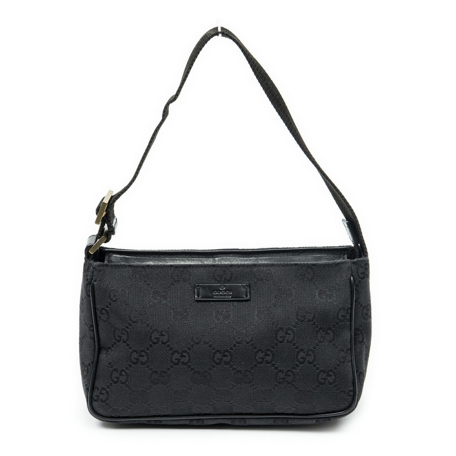 GUCCI グッチミニジップポーチ黒GGキャンバスA