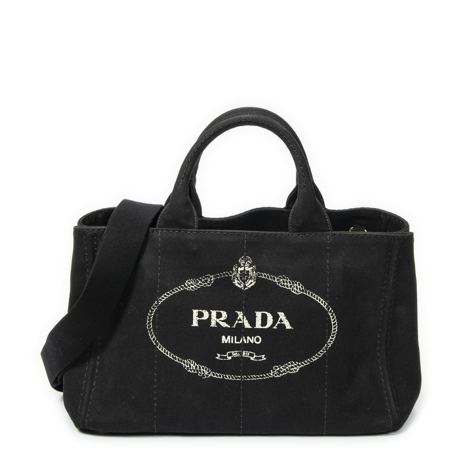 PRADA プラダミディアム カナパ トート黒カナパキャンバスA