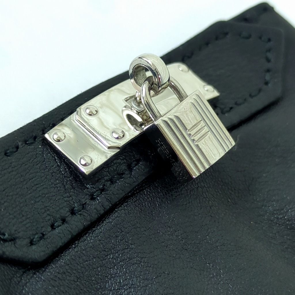 HERMÈS エルメス ブラック ソヤ ケリー 手袋 レザー フランス製 7 1/2