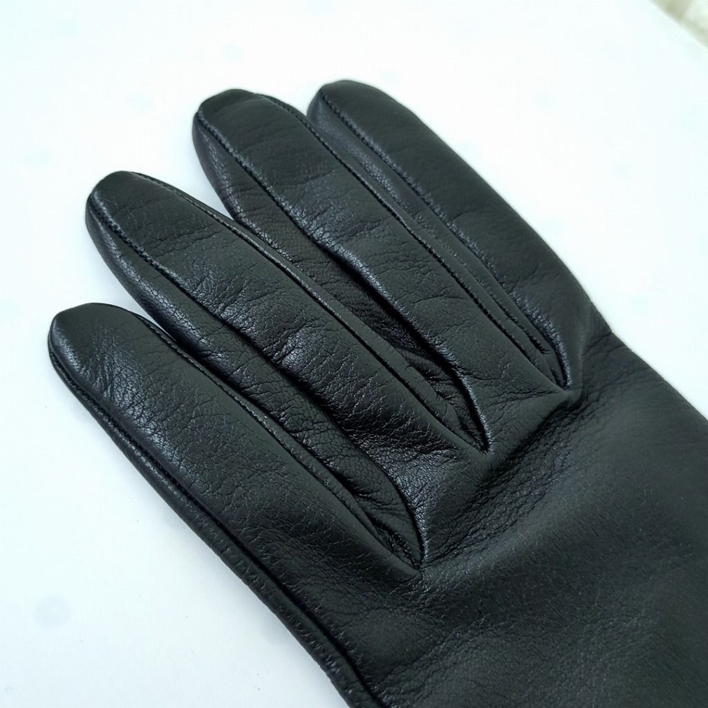 HERMÈS エルメス ブラック ソヤ ケリー 手袋 レザー フランス製 7 1/2