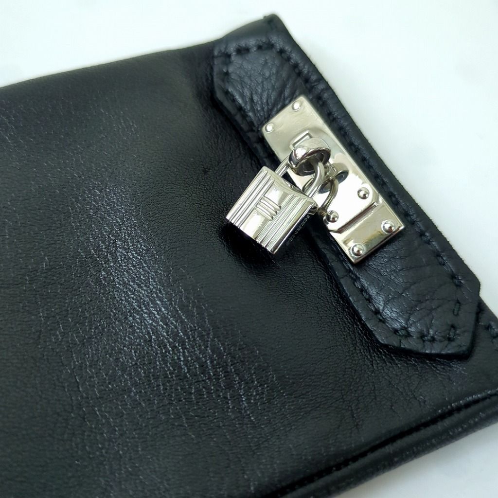 HERMÈS エルメス ブラック ソヤ ケリー 手袋 レザー フランス製 7 1/2