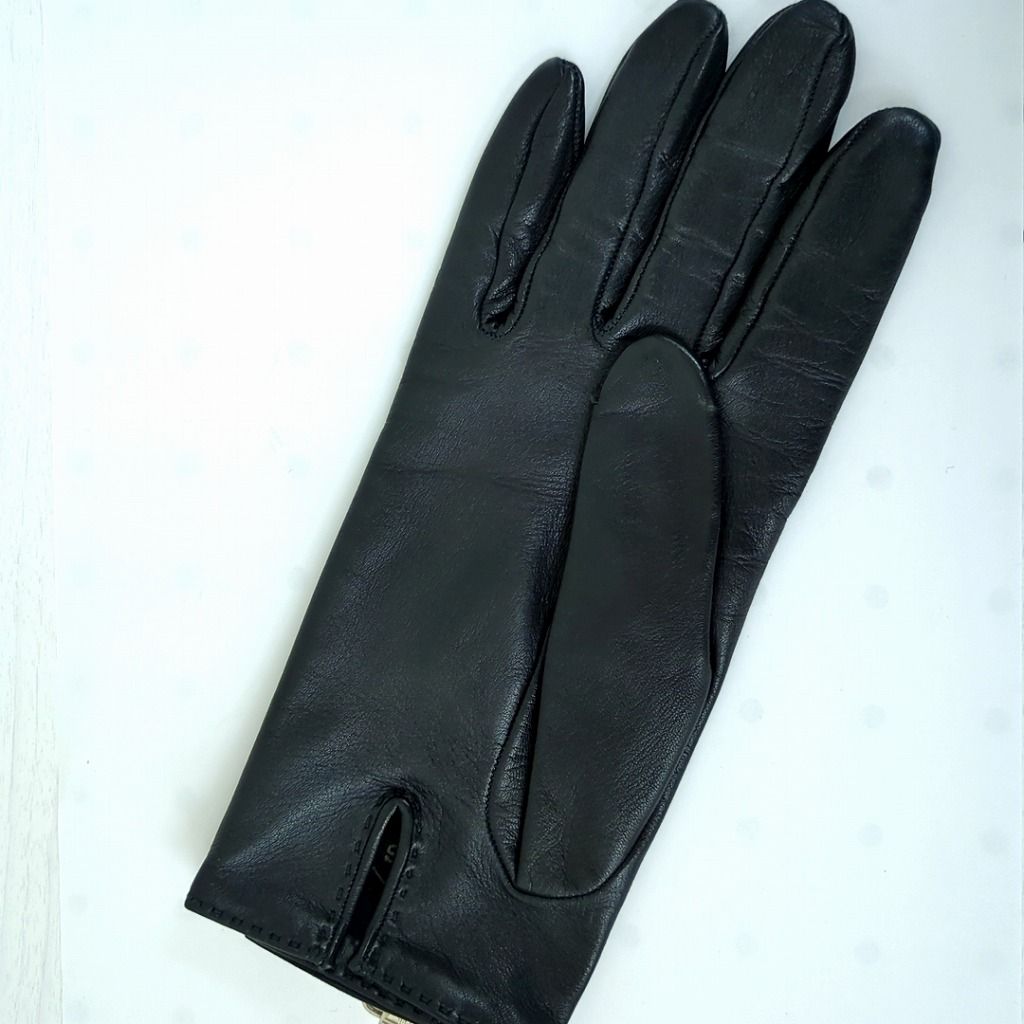 HERMÈS エルメス ブラック ソヤ ケリー 手袋 レザー フランス製 7 1/2