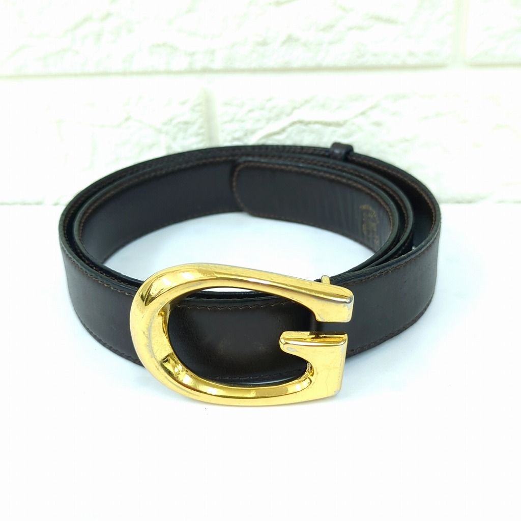 GUCCI グッチ Gバックル レザー ベルト ダークブラウン イタリア製