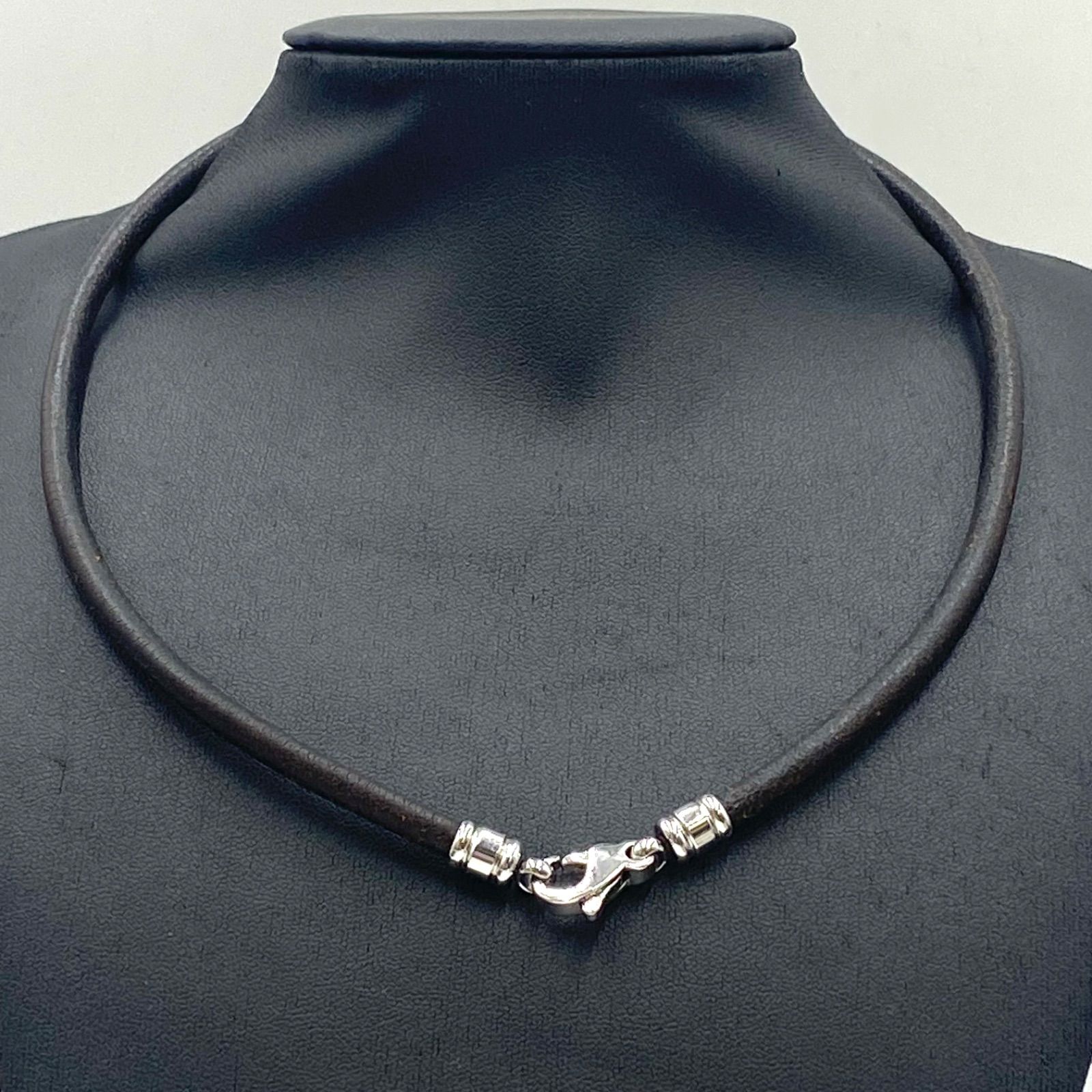 BVLGARI ブルガリ チョーカー ネックレス レザー シルバー ブラック 