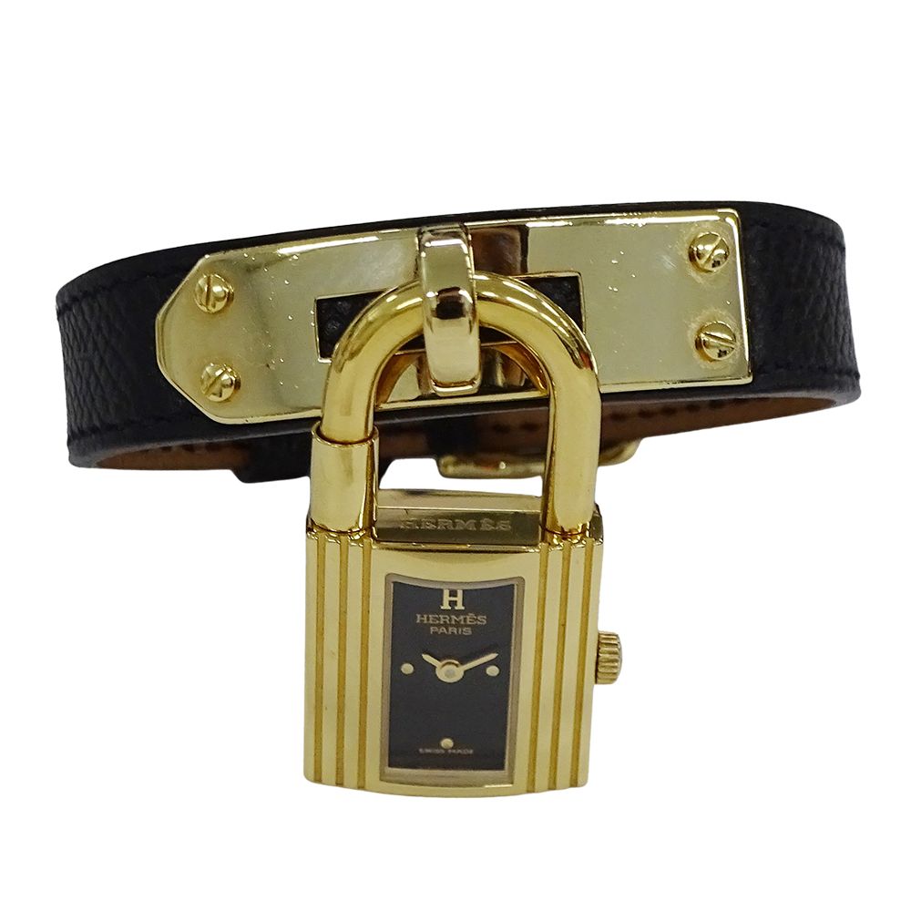 HERMES エルメス【ジャンク品】ケリーウォッチ　ブラック/ゴールド エルメス HERMES 時計 レディース ブランド ケリーウォッチ クオーツ
