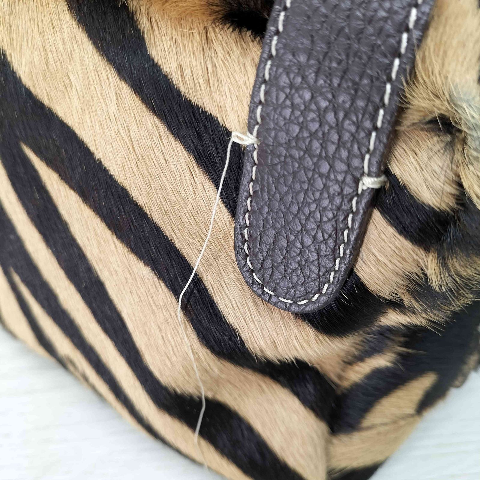 ユーズドフルギ USED古着 ゼブラ ハラコ ハンドバッグ レディース 表記