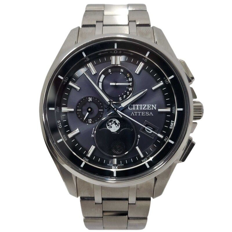 CITIZEN シチズン ATTESA アテッサ ルナプログラム BY 1001 66 E 腕時計 メンズ 電波ソーラー ブラック文字盤 チタン 動作品