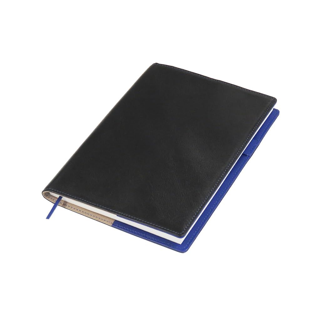 シールアル 手帳カバー A ソフト ベルトなし ノートカバー 本革 革 レザー 01 ブラック ブルー