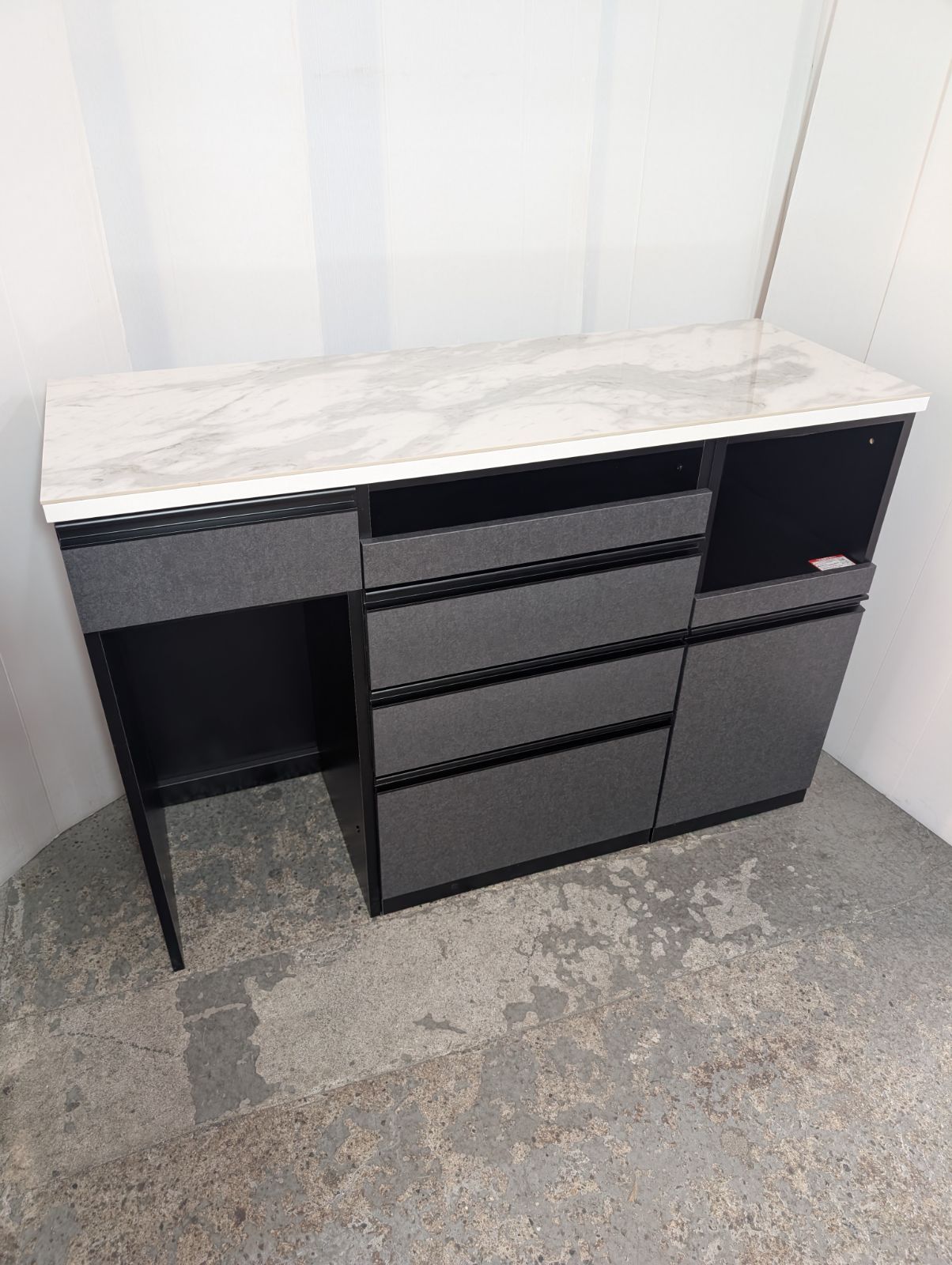 カウンター キッチンカウンター リガーレ セラミックタイプ ニトリ ブラック ソフトクローザー付き 訳あり品