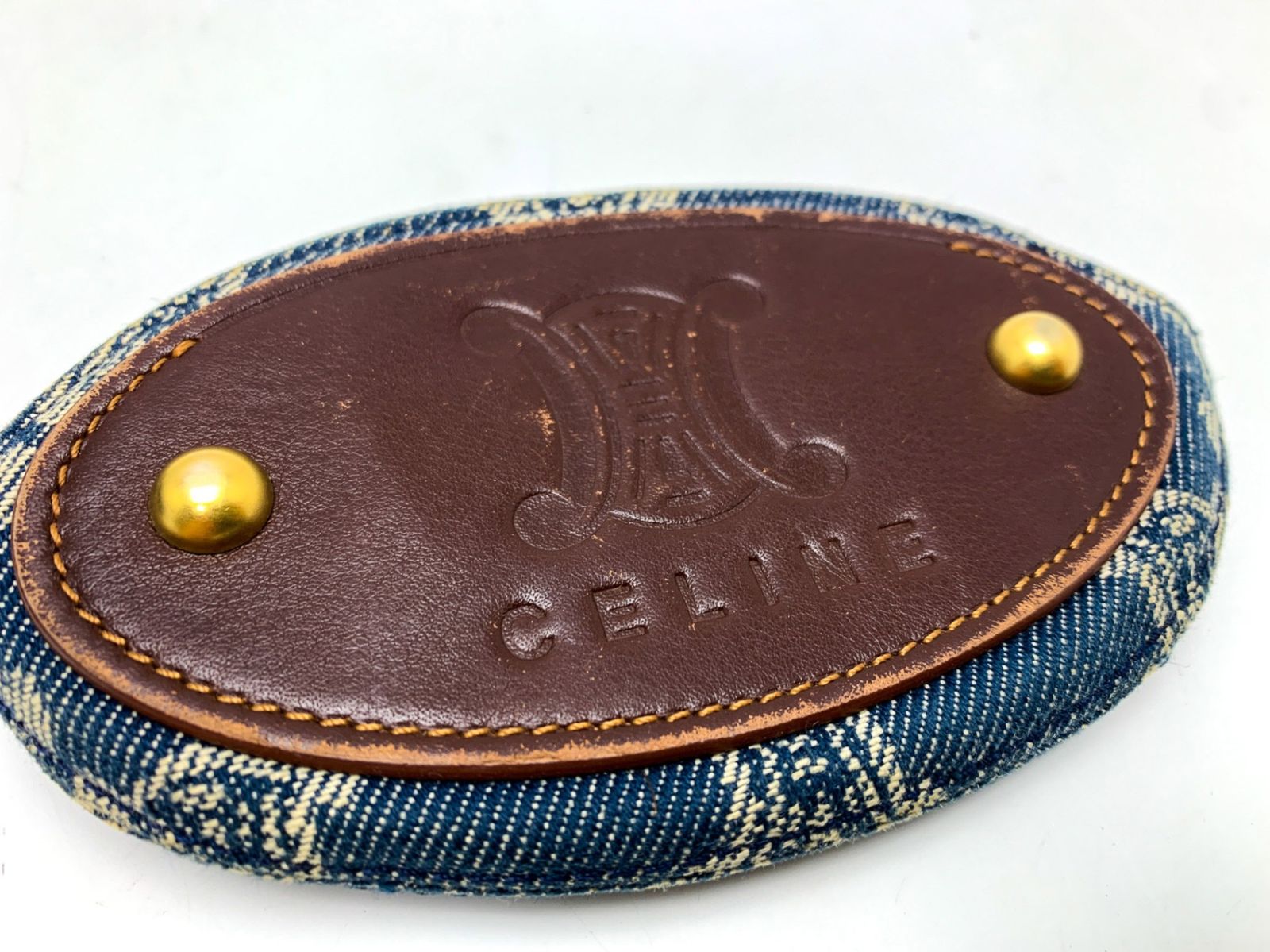 【美品】CELINE セリーヌ ケース マカダム デニム ゴールド金具 美品】CELINE セリーヌ コインケース マカダム デニム ゴールド金具 美