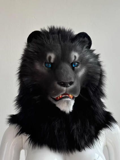 着ぐるみヘッド ライオン NO 486 リアルスタイル 黒 全頭ヘッド ケモノ ファースーツ ぬいぐるみ コスプレ コスチューム kigurumi 一点物