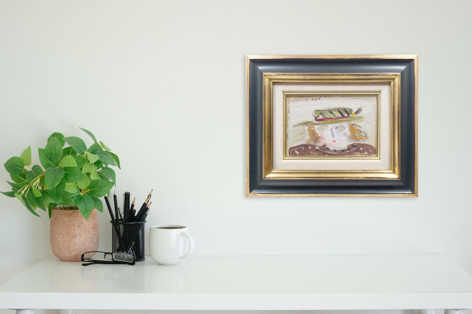 帽子の人形 油絵