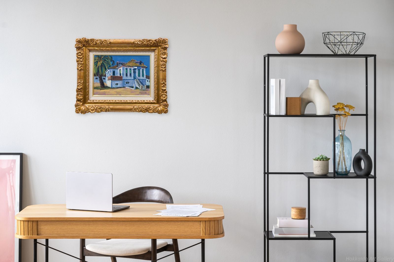 鵜沼真弓 バレンシア アルカンタラの白い家 油絵 油彩画 絵画