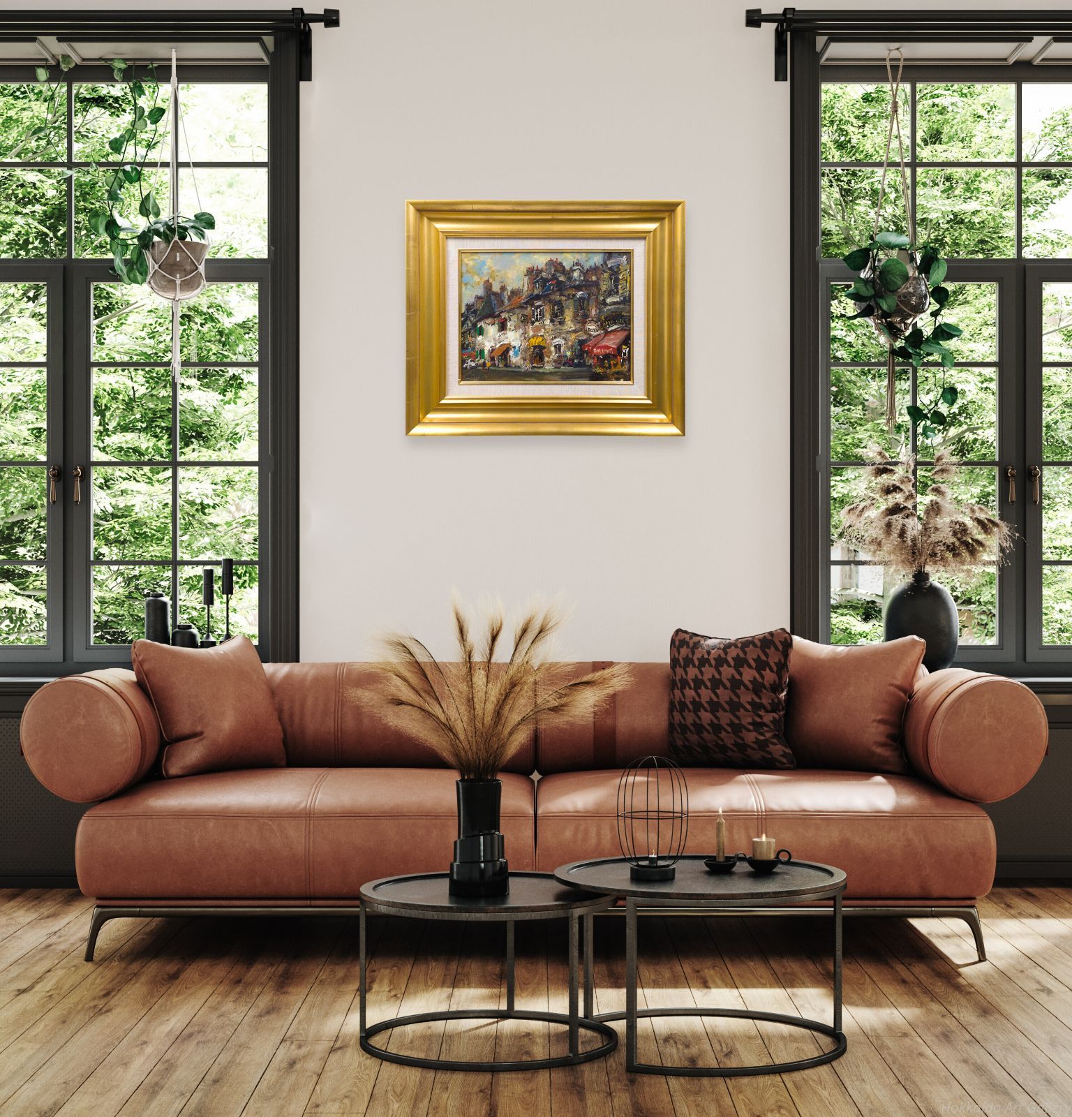 山本彪一 パリ郊外 油絵 油彩画 絵画