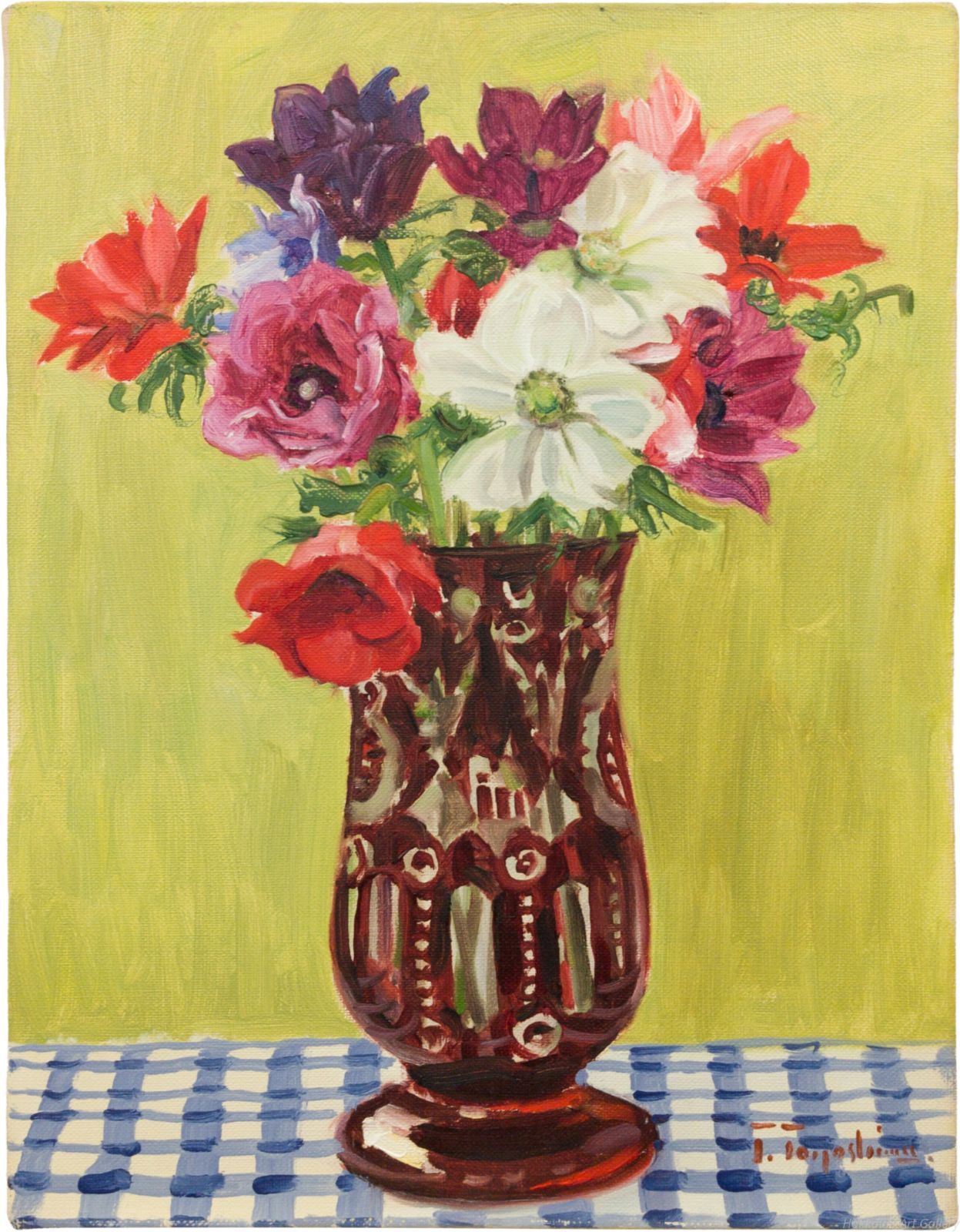 新品　アクリル画　画家の豊島輝彦先生の作品です　フレーム付き 豊島輝彦 「花」 油絵・油彩画 絵画 - メルカリ