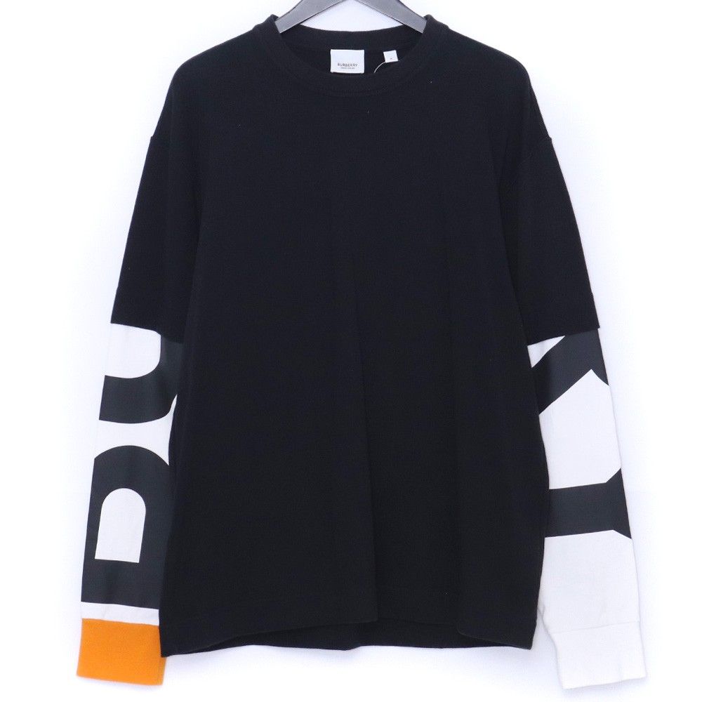 レイヤードロゴプリント L|S Tシャツ Mサイズ ブラック 8029139