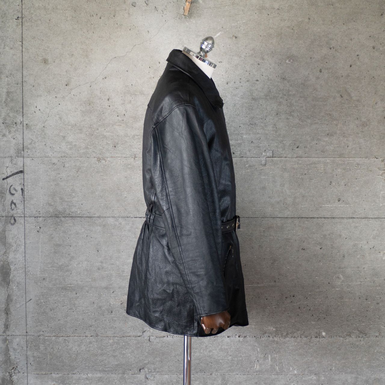 90 s Leather belted double breasted Jacket