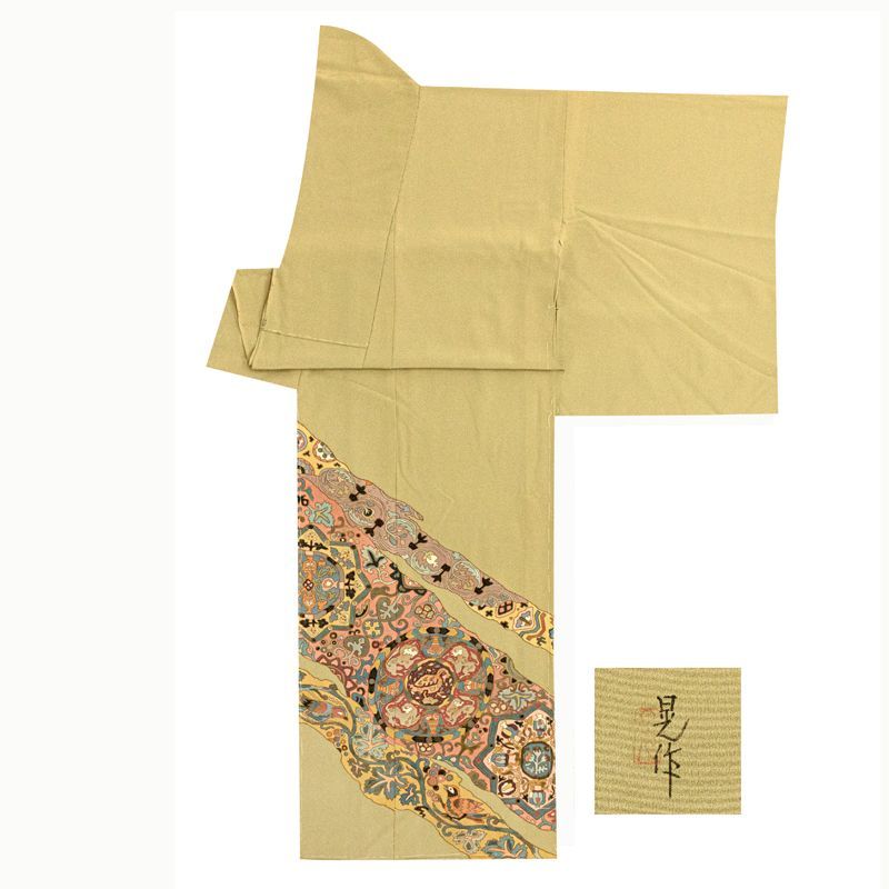記念感謝祭 仕立無料 京友禅伝統工芸本友禅手描き染 日本図案家協会会員優秀図工芸正倉院華文道長古典図特撰色留袖