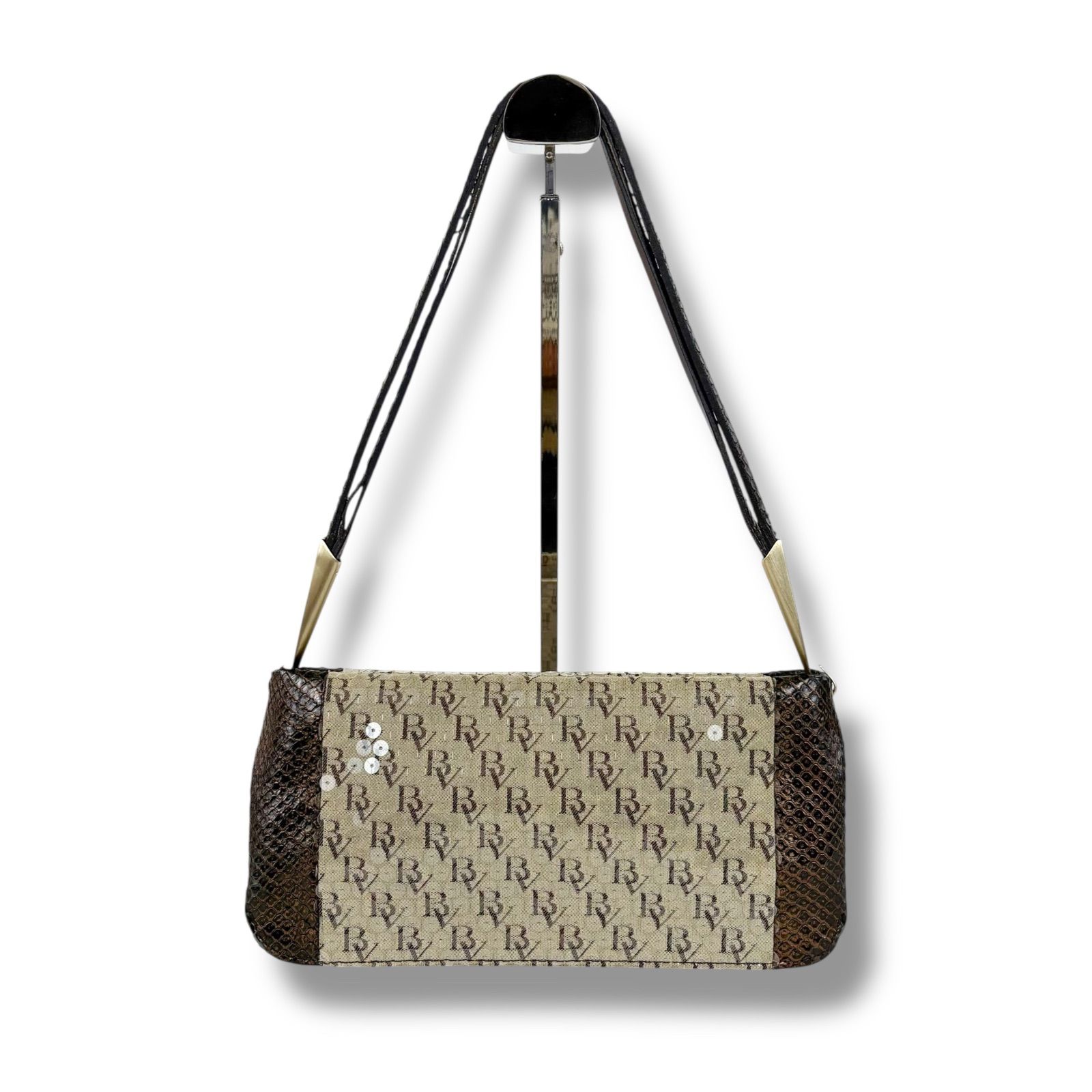 ボッテガヴェネタ BOTTEGA VENETA ワンショルダーバッグ アクセサリーポーチ スパンコール パイソン