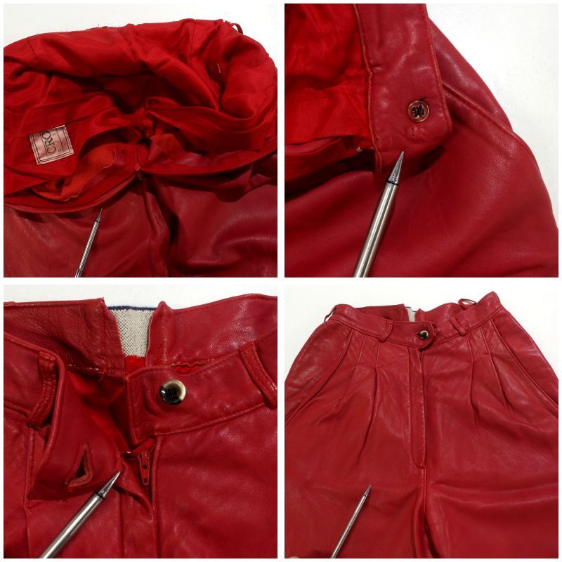  80 s 2タック レザー パンツ レディース ~XSサイズ相当 その他 パンツ