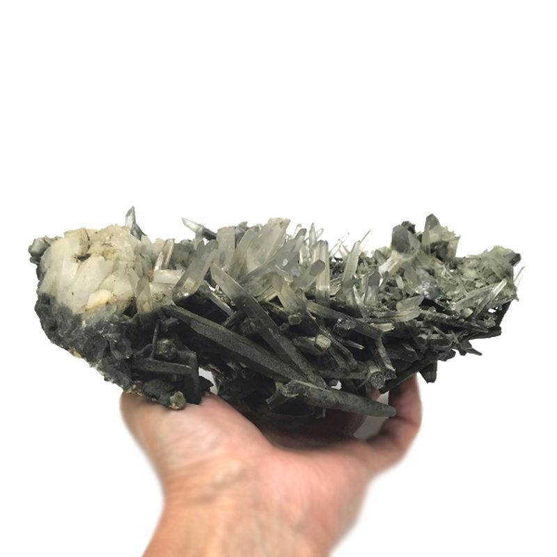 天然石 ガネーシュヒマール産 水晶クラスター クローライトINクォーツ（913） 天然石 ガネーシュヒマール産 水晶クラスター クローライトINクォーツ