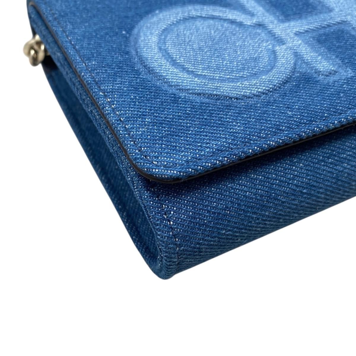 ☆ジミーチュウ ショルダーバッグ チェーン ロゴ デニム ブルー