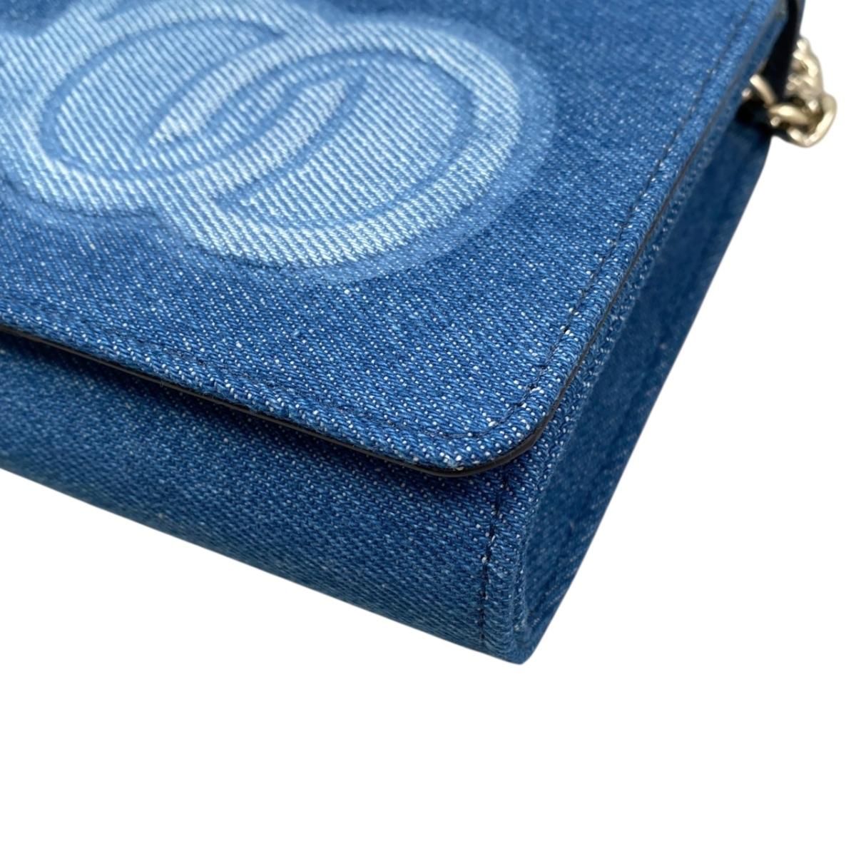 ☆ジミーチュウ ショルダーバッグ チェーン ロゴ デニム ブルー