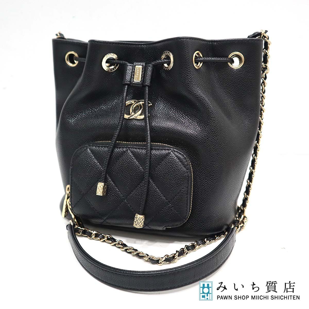 CHANEL シャネル バケットバッグ チェーンショルダー ミニ ブラック 