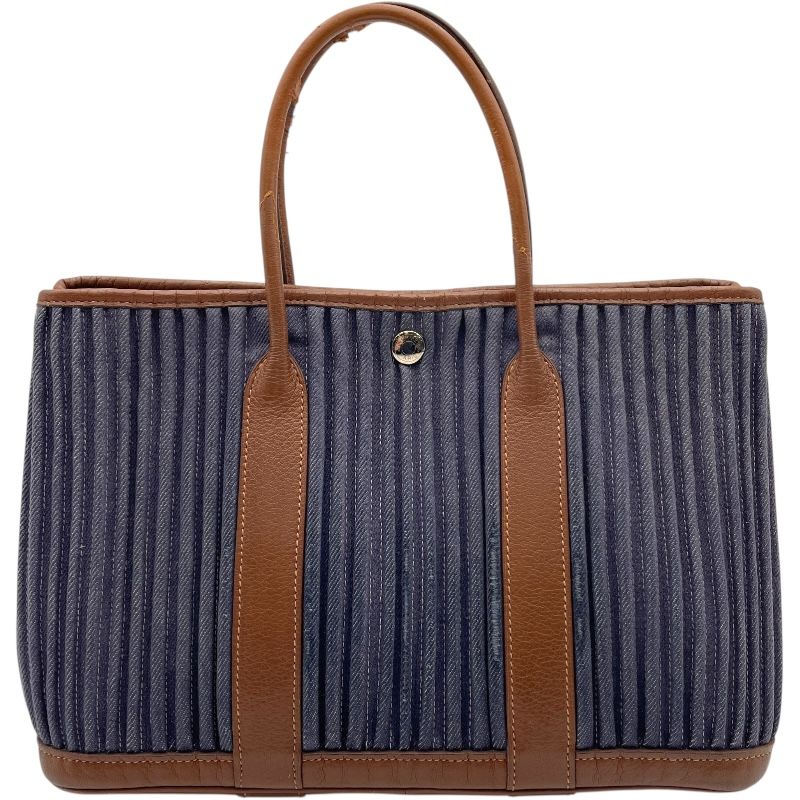エルメス HERMES ガーデンパーティTPM ブルーインディゴ マロン トワルデニムカヌレ レディース ハンドバッグ