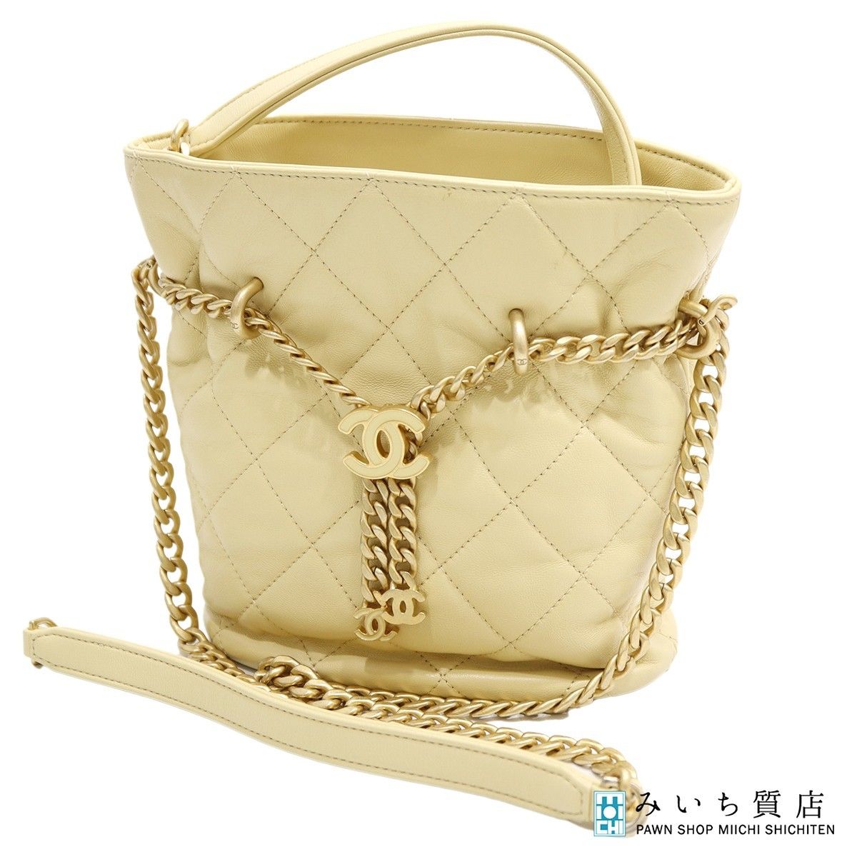 CHANEL シャネル マトラッセ チェーンショルダー ショルダーバッグ ラムスキン イエロー 鞄 保管袋有 k 1100