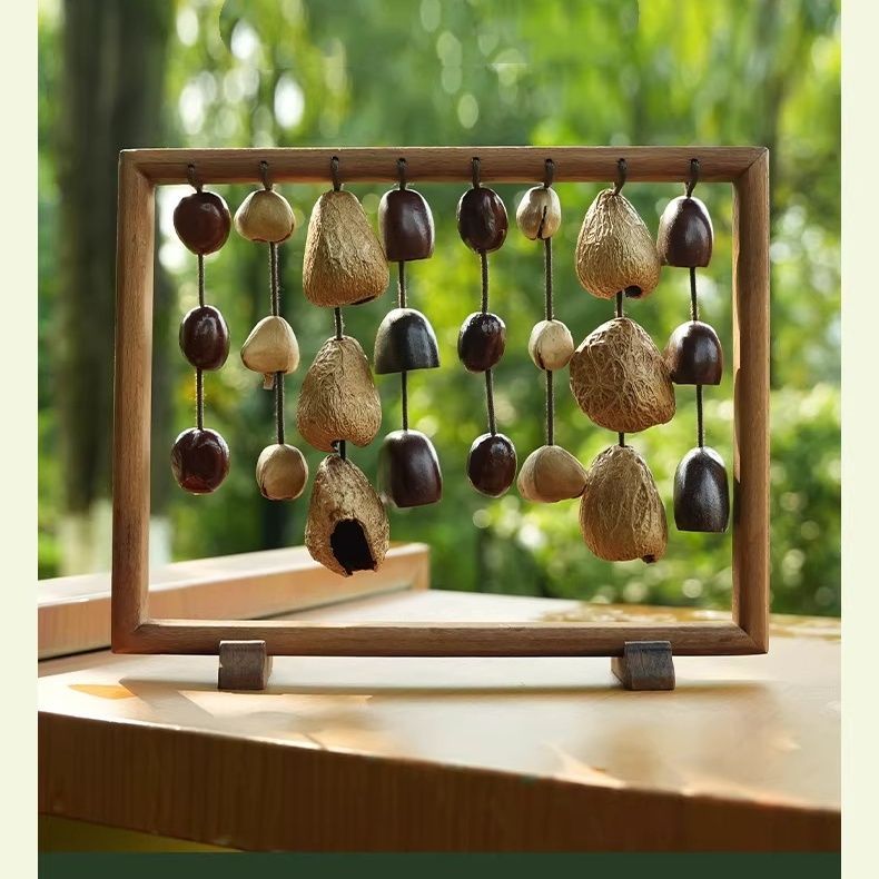 SGYP209 天然木の実 風鈴 卓上オブジェ 森の音色を楽しむ 手作りナチュラルベル 実木フレーム 木の実シェル 癒し ヨガ ギフトに 玄関 飾り 卓上 ハンドメイド 風鈴 手作り 雑貨 ギフト プレゼント 癒し雑貨