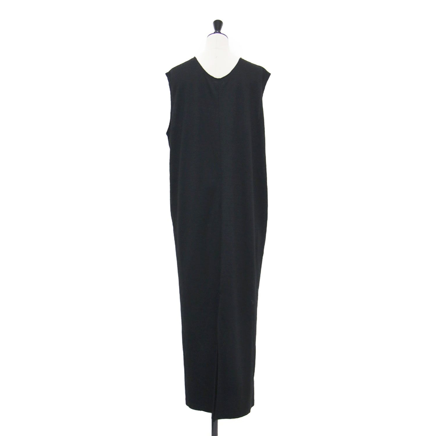 PROTAGONISTA プロタゴニスタ ワンピース ブラック 黒 サイズ Vネック ドレス ノースリーブ ロング丈 Iライン スリット ウール 日本製 トップス レディース