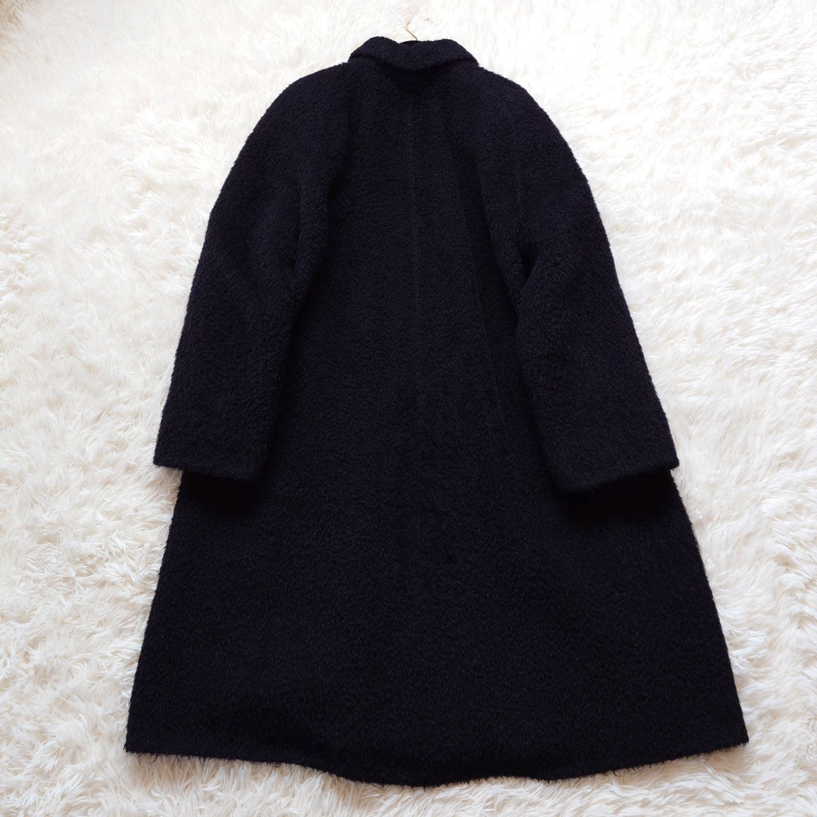 高級 アクリス AKRIS ロングコート ステンカラーコート シャギー