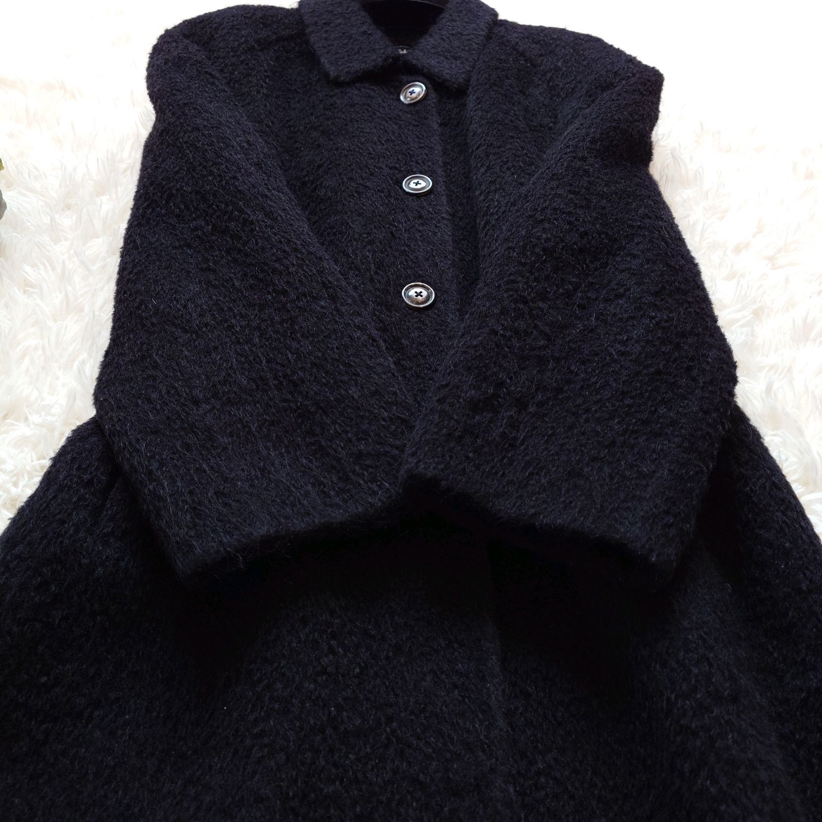 【AKRIS】アルパカ×ウール コート 高級 アクリス AKRIS ロングコート ステンカラーコート シャギー