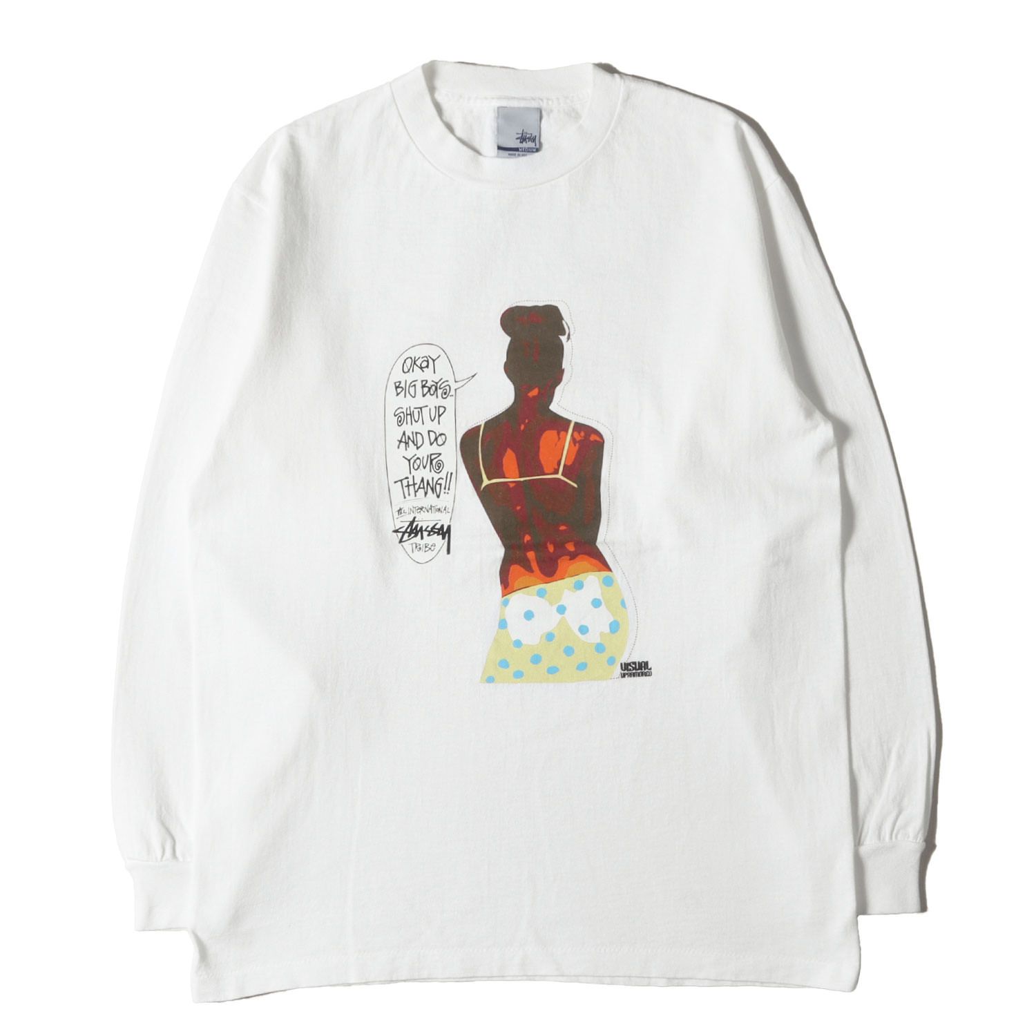 STUSSY ステューシー Tシャツ ホワイト 白 サイズ M 00 s FPAR ビッグボーイ ロングスリーブ 00年代 アーカイブ トップス カットソー 長袖 コラボ メンズ