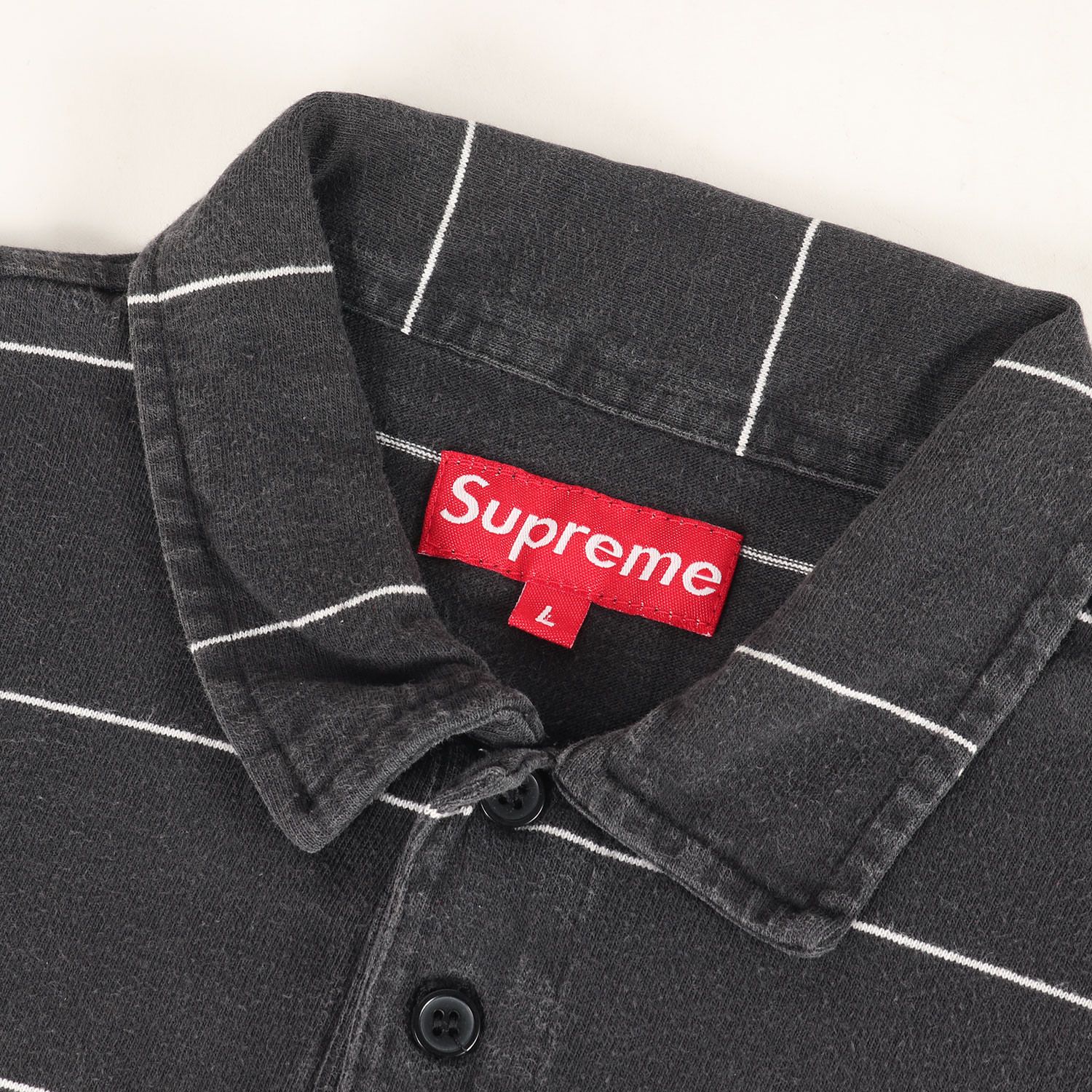 Supreme シュプリーム ポロシャツ ブラック ホワイト 黒白 サイズ:L