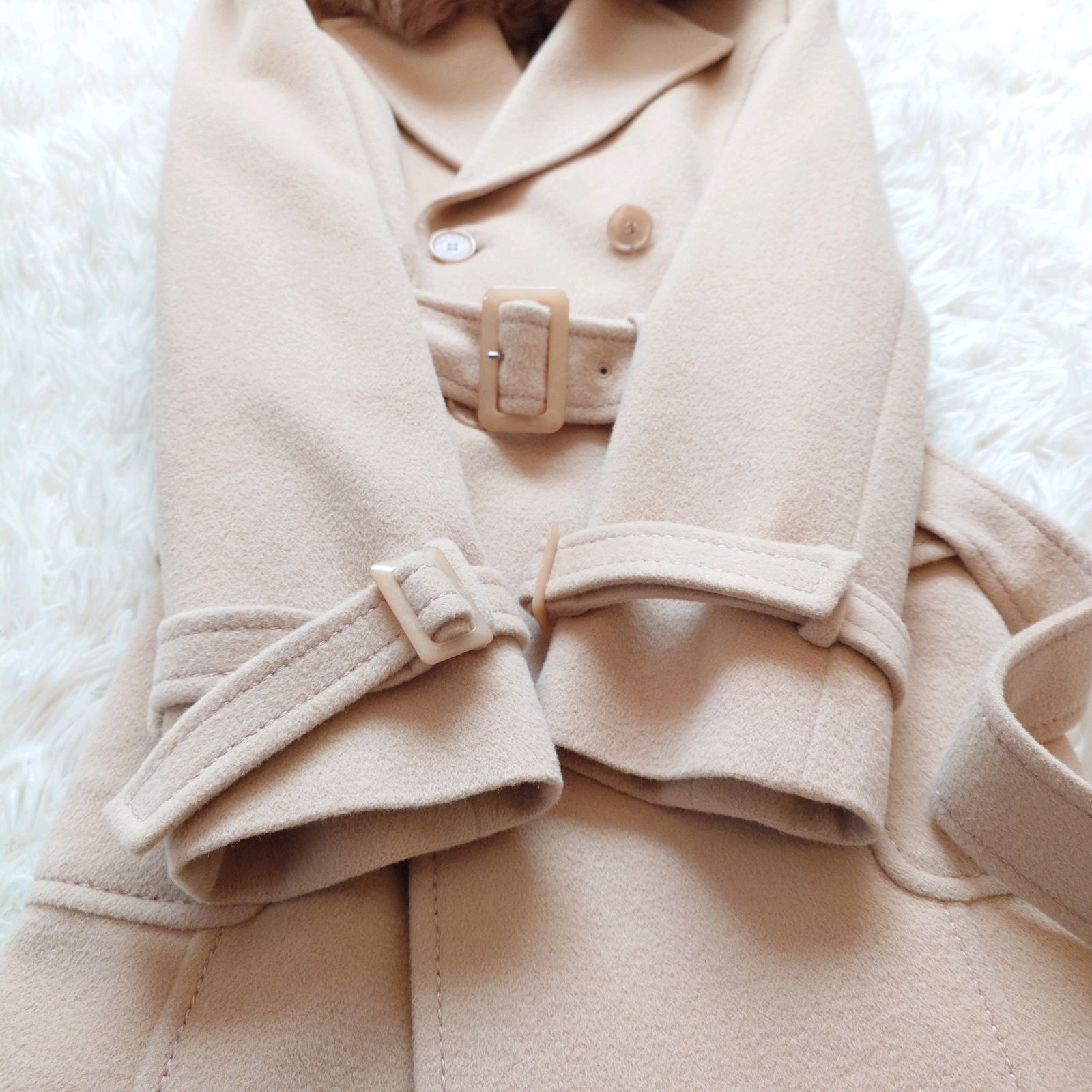 Harrods /ハロッズ ファー付アンゴラコート 1 Harrods（ハロッズ） フォックスファーアンゴラウールロングコート