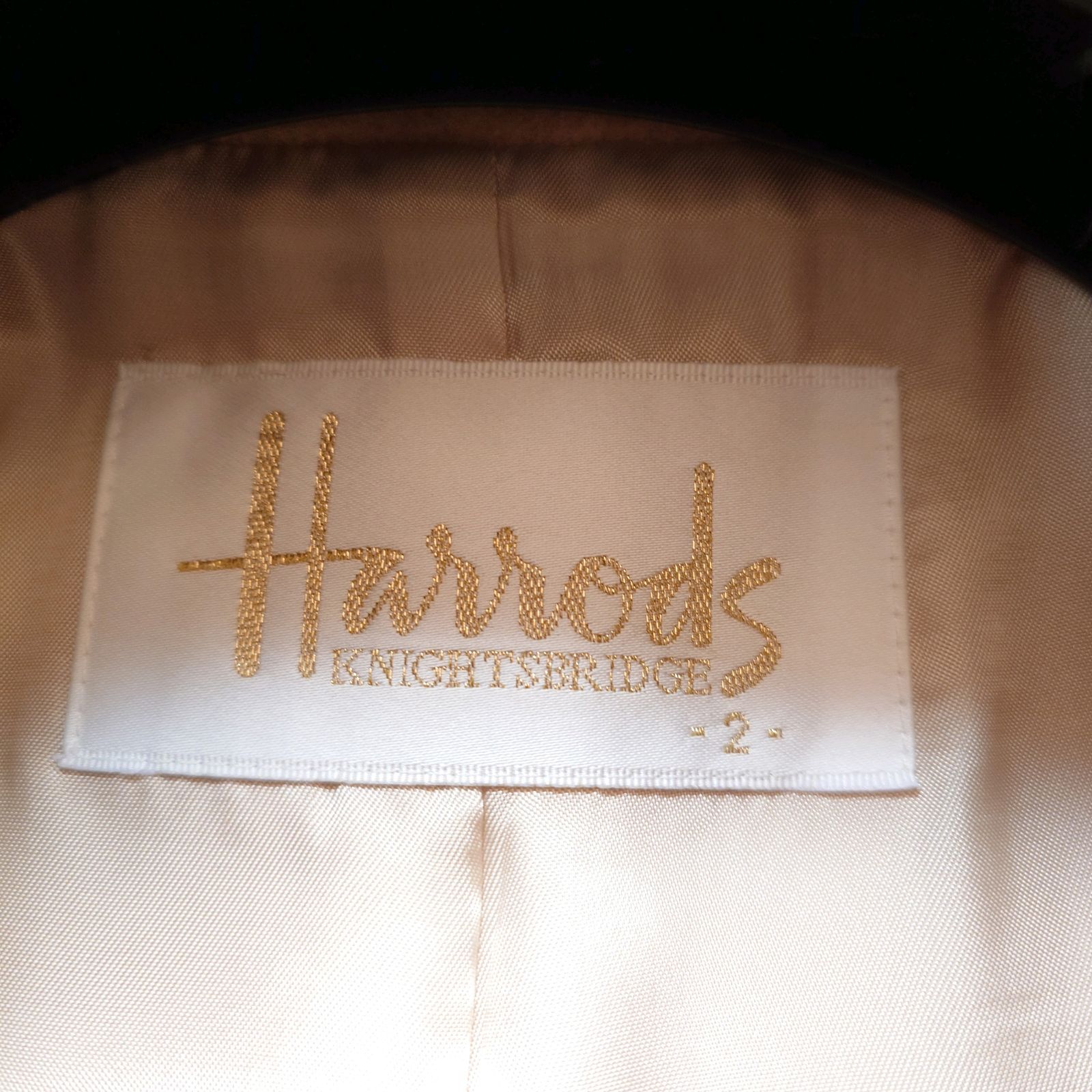  ハロッズ Harrods ロングコート チェスターコート ダブル カシミヤ アンゴラ ウール フォックスファー リアルファー 取り外し ベルト付き 美シルエット Aライン コート ベージュ 2 M ロングコート ジャケット アウター