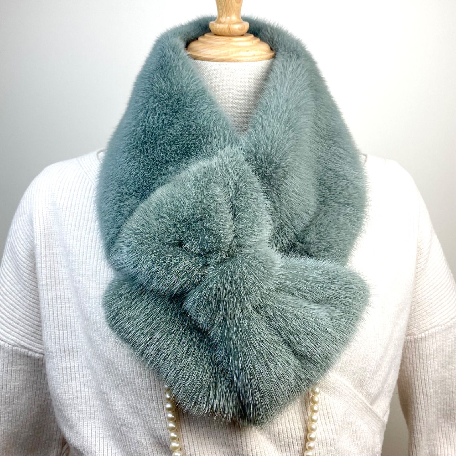 緊急 SAGA MINK ミンク リボンマフラー? 日本製 124