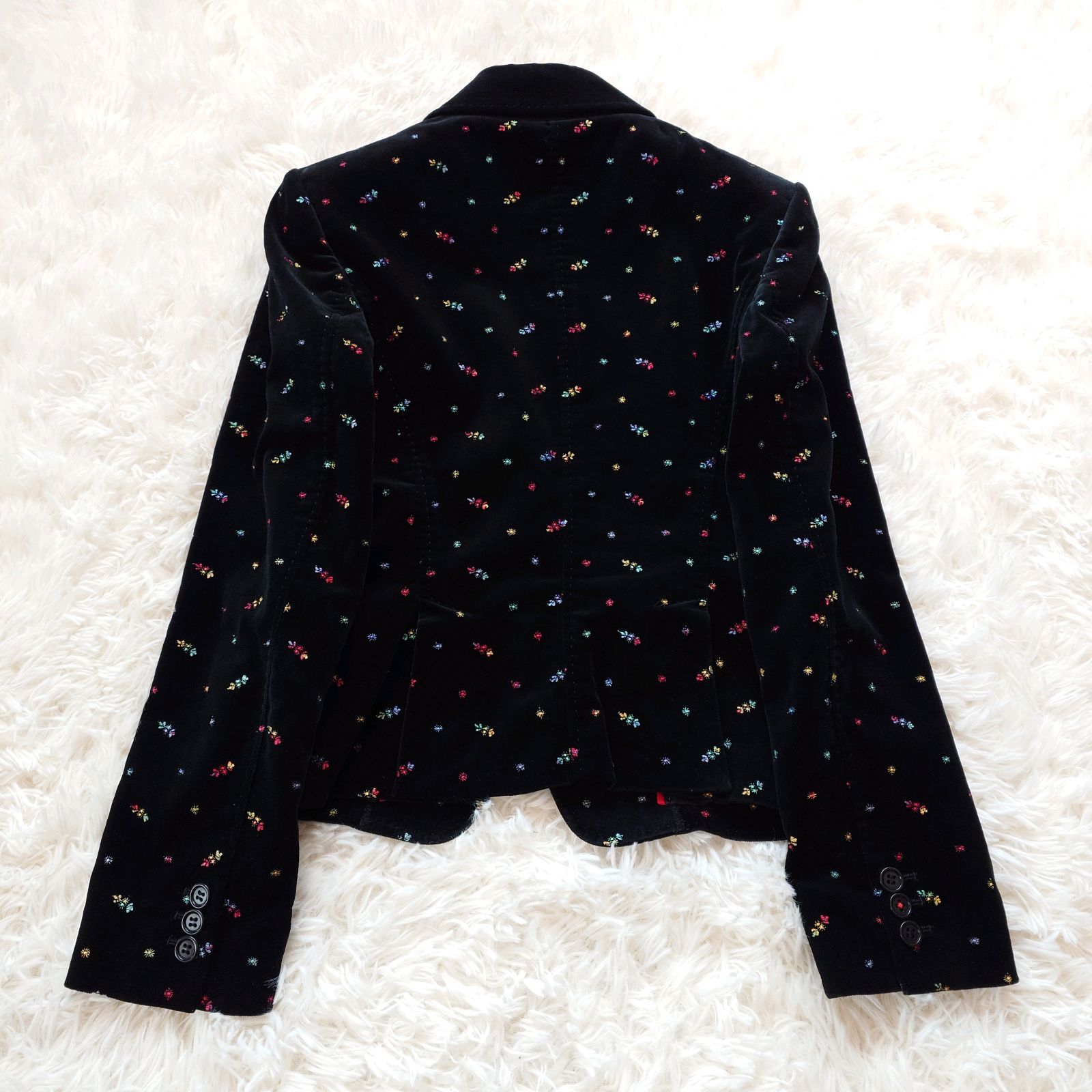 極美品♡ポールスミス　セットアップ　テーラードジャケット　スカート　花 黒　38 極美品♡ポールスミス セットアップ テーラードジャケット スカート 花